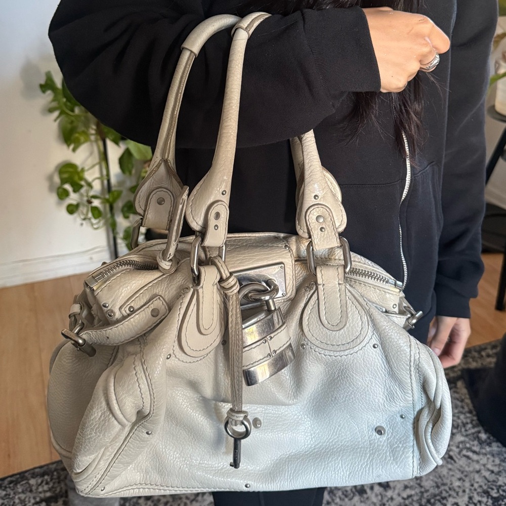 Chloe Cream Leather Paddington Handbag